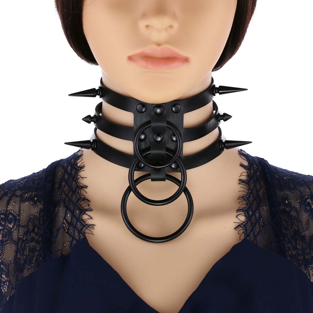 Women'S Emo Accessories - Moda kobiety mężczyźni czarny nit skóra