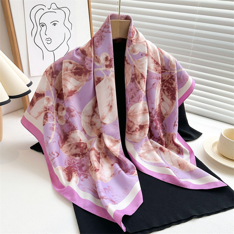 Silk Scarf Square - Retro 90cm drukowany duży kwadratowy szalik