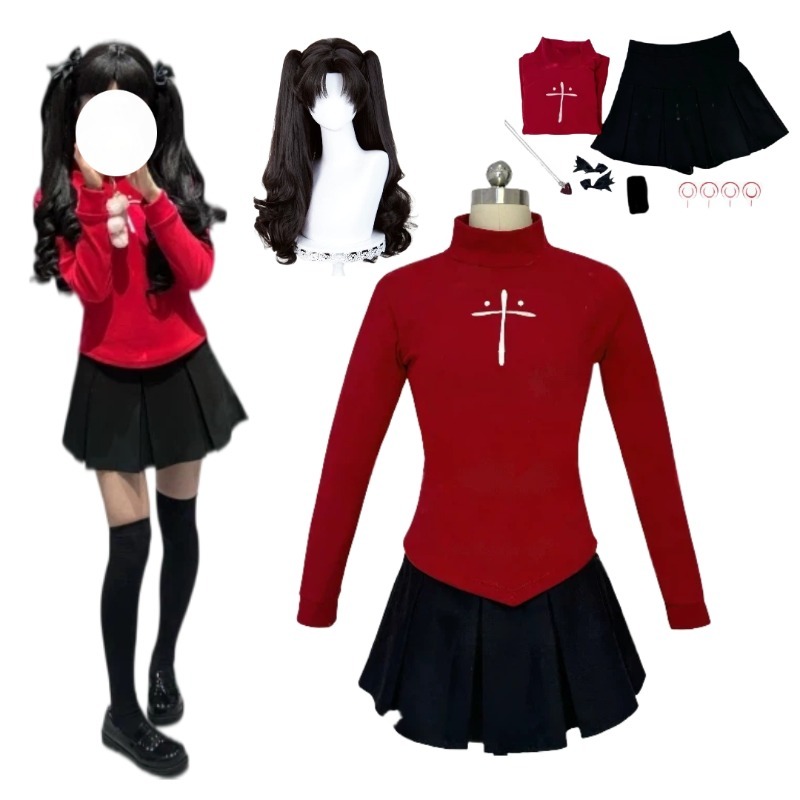 Kostium Cosplay Anime Tohsaka  – Women'S Red Accessories recenzja i cena